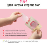 Step one of using MeFactory 3-Step Blackhead Remover Nose Strips