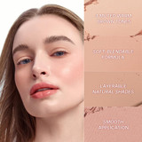 Model wearing Muted Nuts blush for a subtle, everyday makeup look