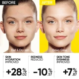 Before and after skin brightening results using SKINTIFIC serum spray