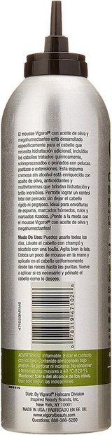 Vigorol Olive Oil Mega Moisture Mousse (12 oz / 354 ml) – Alcohol-Free Foaming Styling Mousse