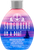 Front view of Devoted Creations Somewhere on a Boat tanning lotion bottle with a purple and blue nautical sunset design.