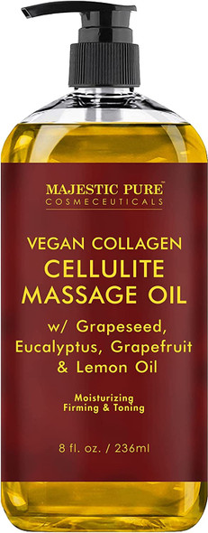 Majestic Pure Cosmeceuticals Vegan Collagen Cellulite Massage Oil 8oz