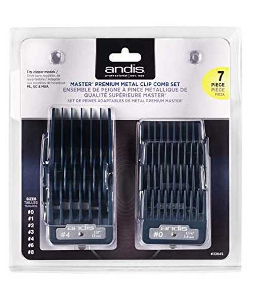 Andis Master Series Premium Metal Hair Clipper Attachments 7 Piece Set