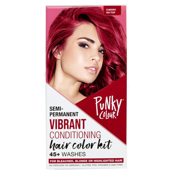 Punky Colour Box Kit Cherry on Top - For Bleached, Blonde or Highlighted Hair, Non-Damaging Hair Dye 