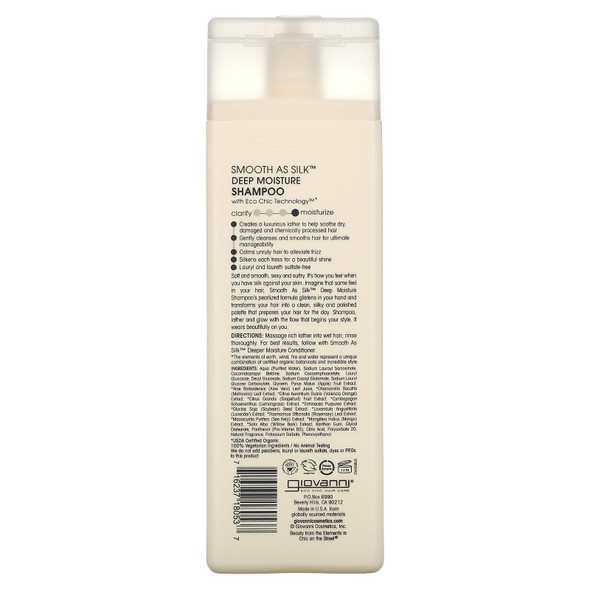 Back of Giovanni Smooth As Silk Deep Moisture Shampoo 8.5 oz