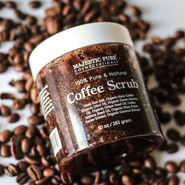 Majestic Pure Coffee Scrub 10 oz with coffee bean