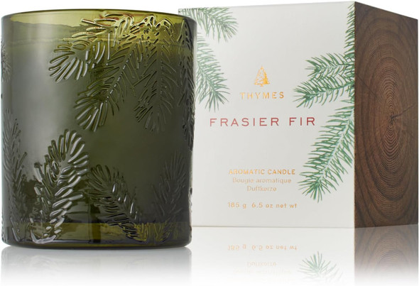 Thymes Frasier Fir Pine Needle Green Glass Jar Candle 6.5 oz