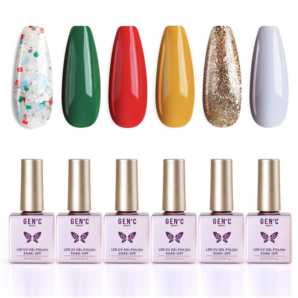 Gen'C Béauty UV Nail Gel 6 Colors Kit Christmas