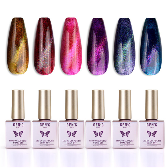 Gen'C Béauty UV Nail Gel 6 Colors Kit Cat Eye