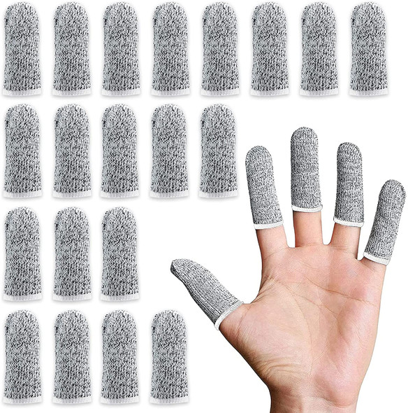 20 PCS Finger Cots Cut Resistant Reusable Protector Finger Gloves [Grey]