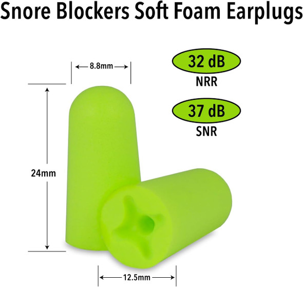 Each Size of Mack’s Snore Blockers Soft Foam Earplugs