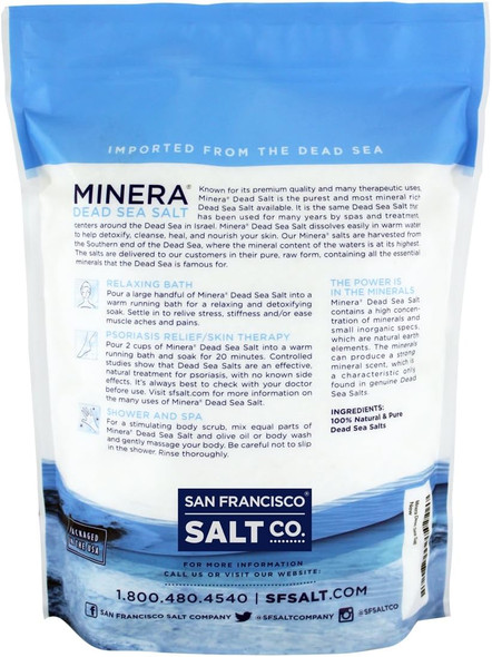 Back of Minera Dead Sea Salt 10 lb. Coarse Grain Bag
