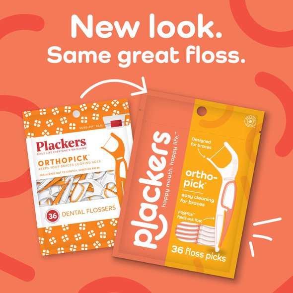 New Look for Plackers Orthopick Braces Dental Flossers 36 Count