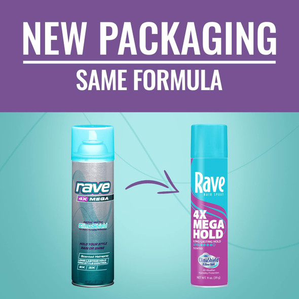 New Look for Rave Hs 4x Mega Hold Unscented 11 oz