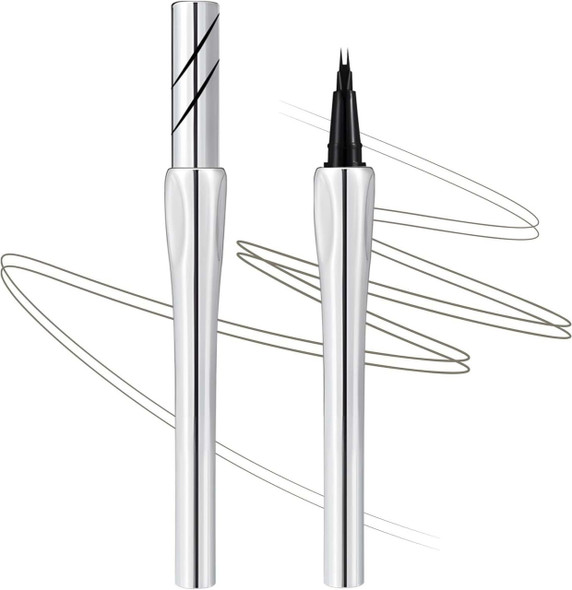 Gen'C Béauty Ultra-Thin Double Tip Liquid Eyebrow Pen in #01 Brown, with the forked nib and a sample stroke