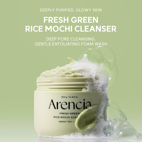 Green RM Cleanser bar texture showing solid purifying soap.