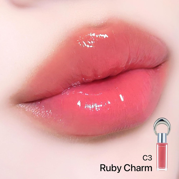 ENTROPY Makeup 2-in-1 Charm Shiny Glowy Lip & Cheek Gloss Tint Keychain C3 Ruby Charm