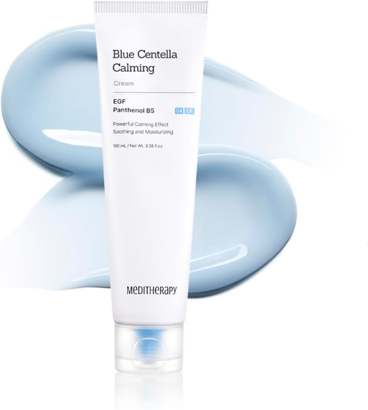 Blue Centella Calming Cream jar with cream texture