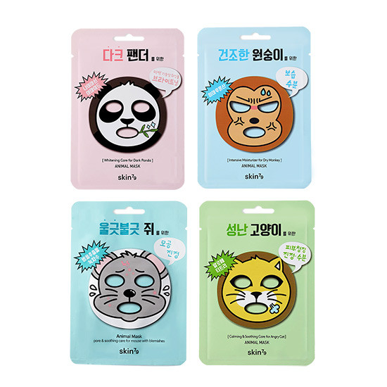 Skin79 Animal Face Mask, all four sachets - panda, monkey, mouse and cat