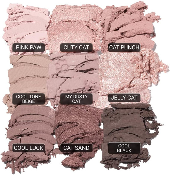 Open eyeshadow palette showing 9 shades