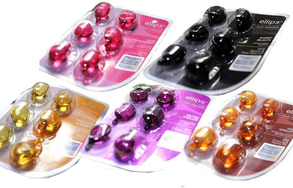 Ellips Hair Vitamin Moroccan Argan Oil Leave-In Capsules - 5 Formulas, 6-Capsule Blister or 50-Capsule Jar
