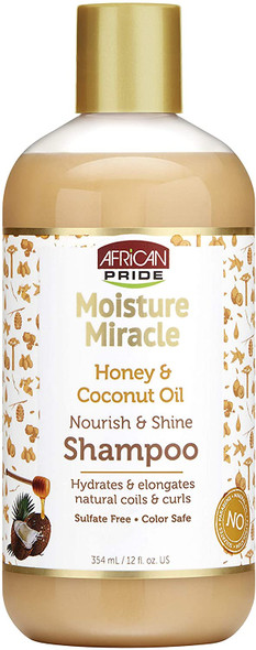 African Pride Moisture Miracle Honey & Coconut Oil Nourish and Shine Shampoo 12 oz