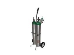 Dual Cylinder Adjustable Oxygen Cart For Two D or E (4.38" DIA) Style Oxygen Cylinders (1055)