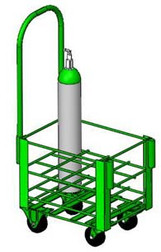 Heavy Duty Oxygen Cylinder Cart With Removable Handle For 12 D or E (4.38" DIA) Style Oxygen Cylinders (1075SHD)