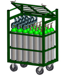 Heavy Duty Oxygen Cylinder Cart With Lockable Lid For 24 D or E (4.38" DIA) Style Oxygen Cylinders (1080HHD)