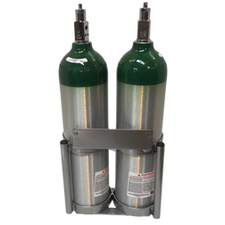 Inline Oxygen Cylinder Wall Mount Rack for Two D/E  (4.38" DIA) Cylinders (7503-2)