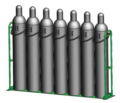 Vertical Warehouse Rack for Seven M250, H or T (9 .25" DIA) Cylinders (1239-1X7)