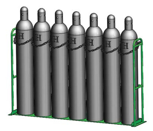 Vertical Warehouse Rack for 12 M250, H or T (9 .25" DIA) Cylinders (1239-3x4)