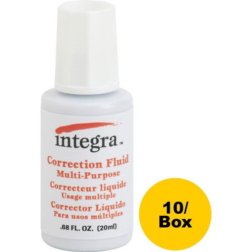 Integra Multipurpose Correction Fluid - Brush Applicator - 22 mL - White - 10 / Box (ITA01539BX)