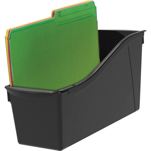 Storex Book Bins - 7" Height x 5.3" Width14.3" Length - Sturdy - Black - Plastic - 6 / Carton (STX70109U06C)
