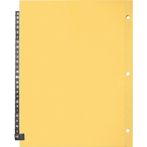 Business Source A-Z Black Leather Tab Index Dividers - 26 Printed Tab(s) - Character - A-Z - 8.5" x (BSN01181)