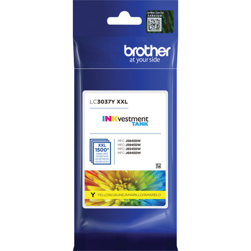 Brother Genuine LC3037Y Super High-yield Yellow INKvestment Tank Ink Cartridge - 1500 Pages (BRTLC3037Y)