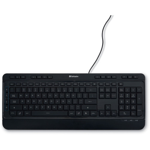 Verbatim Illuminated Wired Keyboard - Cable Connectivity - USB Type A Interface Media Player Hot - (VER99789)
