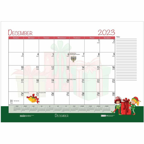 House of Doolittle Seasonal Holiday Academic Desk Pad - Academic - Julian Dates - Monthly - 12 - - (HOD1395)