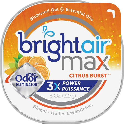 Bright Air Max Scented Gel Odor Eliminator - Gel - 8 oz - Citrus - 6 / Carton - Odor Neutralizer, (BRI900436CT)