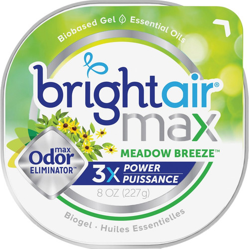 Bright Air Max Scented Gel Odor Eliminator - Gel - 8 oz - Meadow Breeze - 6 / Carton - Odor BHT (BRI900438CT)