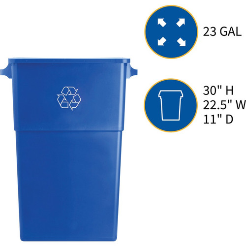 Genuine Joe 23 Gallon Recycling Container - 23 gal Capacity - Rectangular - 30" Height x 22.5" x - (GJO57258CT)