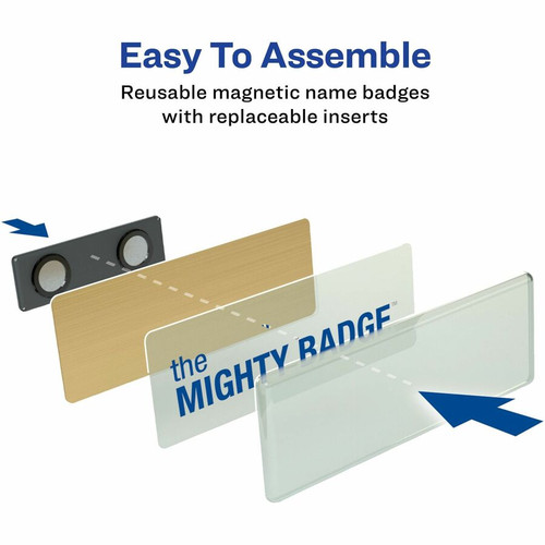 The Mighty Badge Mighty Badge Professional Reusable Name Badge System - Gold (AVE71203)