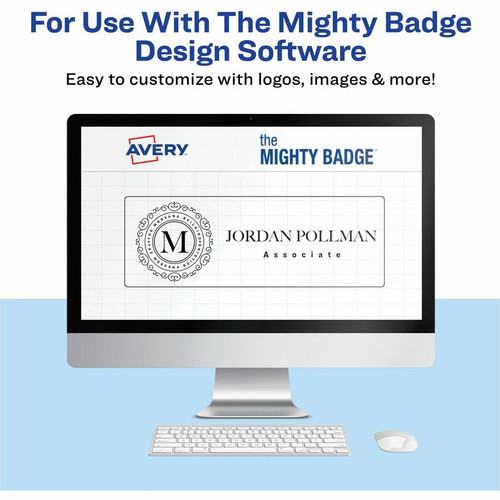 The Mighty Badge Mighty Badge Professional Reusable Name Badge System - Plastic - Silver (AVE71201)