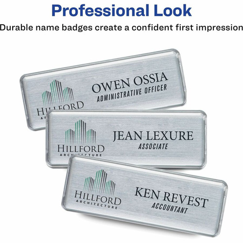 The Mighty Badge Mighty Badge Professional Reusable Name Badge System - Silver (AVE71200)