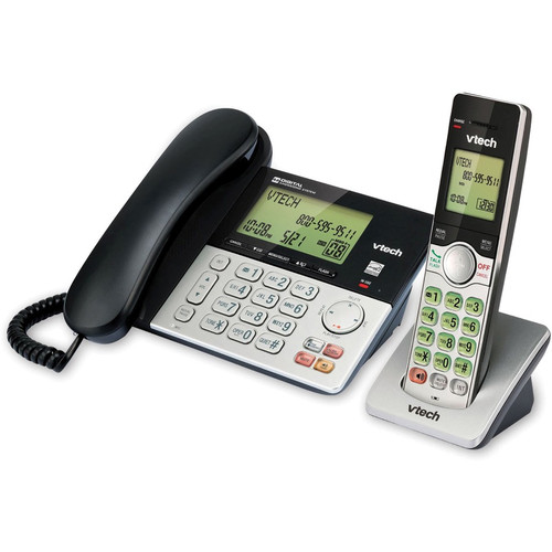 VTech CS6949 DECT 6.0 Standard Phone - Black, Silver - Cordless - Corded - 1 x Phone Line - - - Aid (VTECS6949)