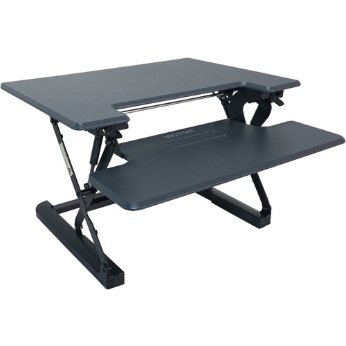 Victor High Rise Height Adjustable Standing Desk with Keyboard Tray (31" , Gray) - Gas Spring Desk (VCTDCX710G)