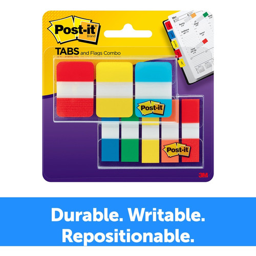 Post-it Tabs and Flags Combo Pack - Red, Yellow, Blue, Green, Orange - Sticky, Adhesive - 136 (MMM686COMBO1)