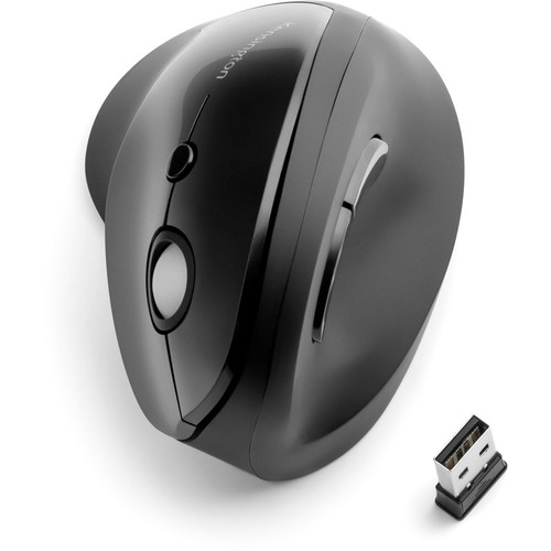 Kensington Pro Fit Ergo Vertical Wireless Mouse - Wireless - Radio Frequency - Black - 1 Pack - USB (KMWK75501WW)