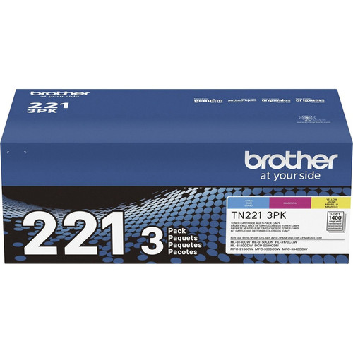 Brother TN221 Original Standard Yield Laser Toner Cartridge - Multi-pack - Cyan, Magenta, Yellow - (BRTTN2213PK)