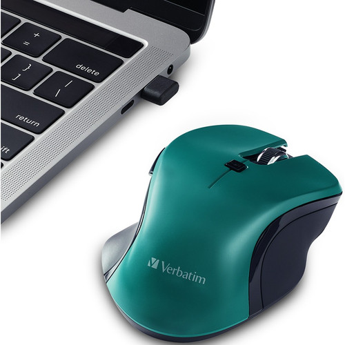 Verbatim USB-C Wireless Blue LED Mouse - Teal - Blue LED/Optical - Wireless - Radio - 2.40 - (VER70247)